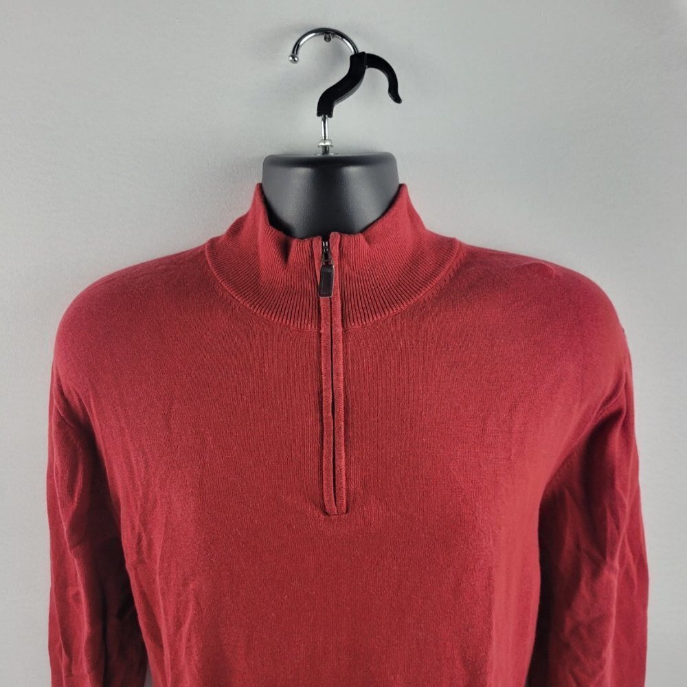 Jos A Bank signature collection quarter zip sweater mens pima Large red Mens 434 - Picture 2 of 10